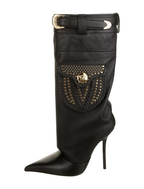 versace calfskin boot|Versace leather boots.